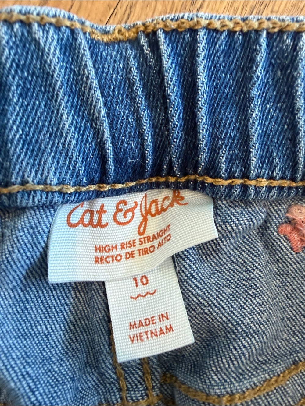 Cat & Jack Light Blue Skinny Jeans with Pink Floral Embroidery girls size 10 - Picture 7 of 8